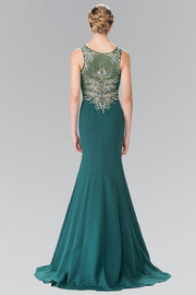 Embroidered Sleeveless Illusion Dress by Elizabeth K GL2323-Long Formal Dresses-ABC Fashion