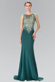 Embroidered Sleeveless Illusion Dress by Elizabeth K GL2323-Long Formal Dresses-ABC Fashion