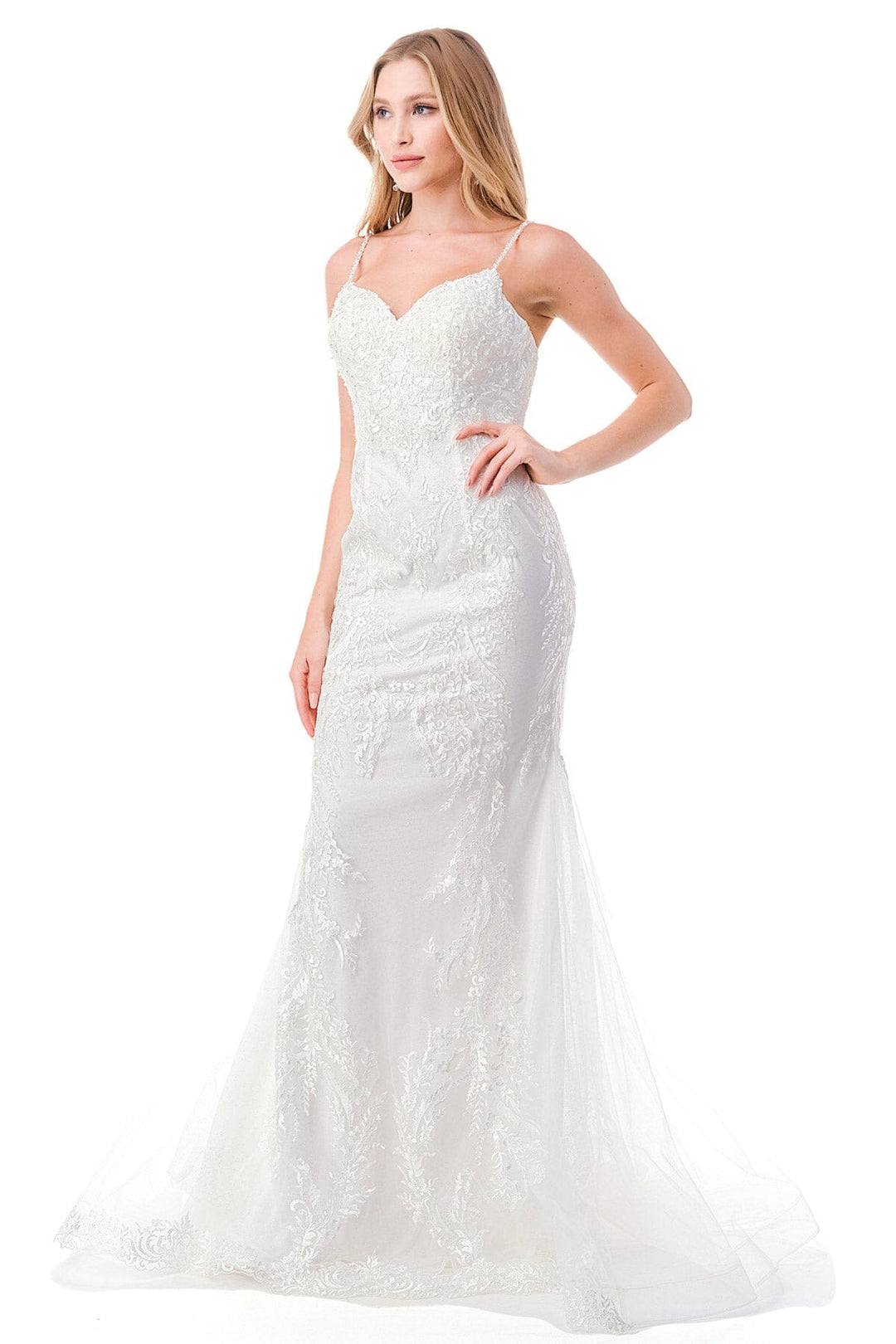 Embroidered Sleeveless Mermaid Bridal Gown by Coya MS0023