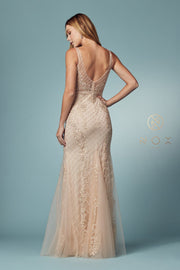 Embroidered Sleeveless Mermaid Dress by Nox Anabel A398 - Outlet