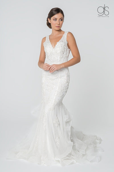 Embroidered Sleeveless Mermaid Wedding Gown by Elizabeth K GL2814-Wedding Dresses-ABC Fashion