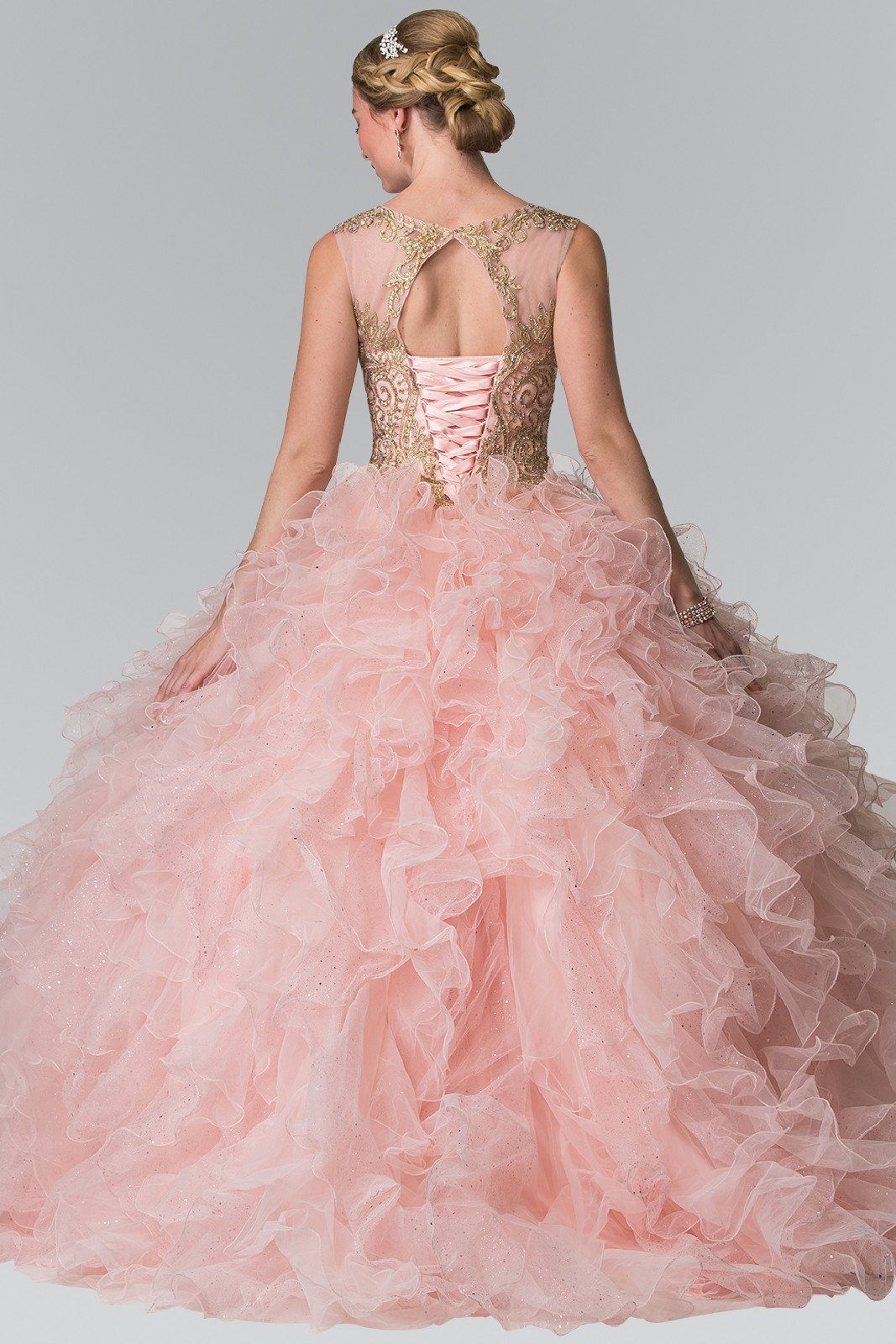 Embroidered Sleeveless Ruffled Ballgown by Elizabeth K GL2208-Quinceanera Dresses-ABC Fashion