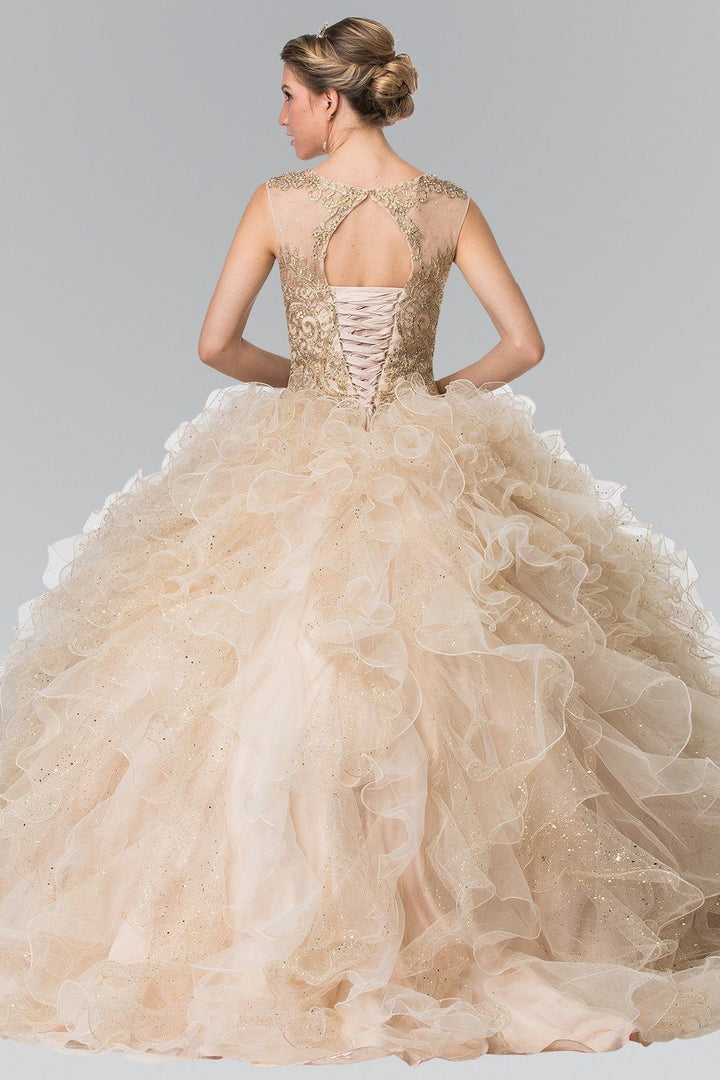 Embroidered Sleeveless Ruffled Ballgown by Elizabeth K GL2208-Quinceanera Dresses-ABC Fashion