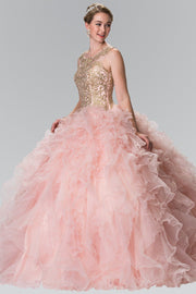 Embroidered Sleeveless Ruffled Ballgown by Elizabeth K GL2208-Quinceanera Dresses-ABC Fashion