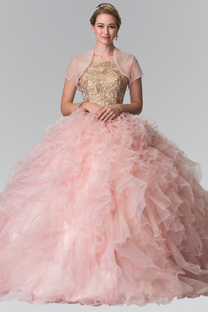 Embroidered Sleeveless Ruffled Ballgown by Elizabeth K GL2208-Quinceanera Dresses-ABC Fashion