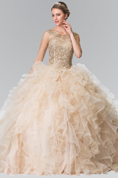 Embroidered Sleeveless Ruffled Ballgown by Elizabeth K GL2208-Quinceanera Dresses-ABC Fashion