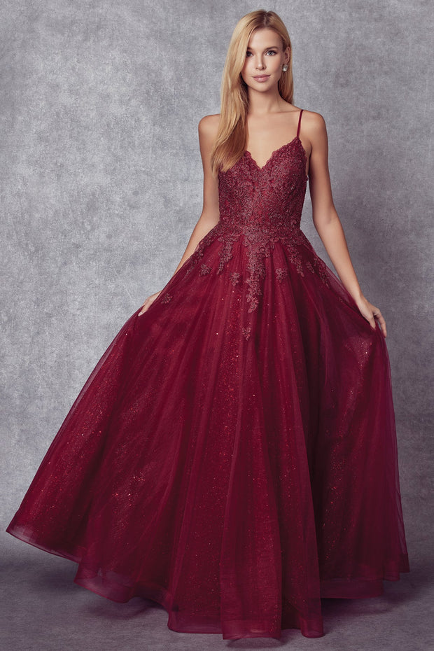 Embroidered Sleeveless Tulle Gown by Juliet 234
