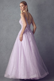 Embroidered Sleeveless Tulle Gown by Juliet 234