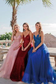 Embroidered Sleeveless Tulle Gown by Juliet 234