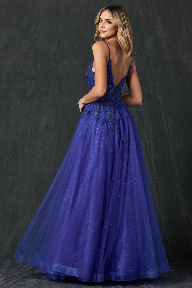 Embroidered Sleeveless Tulle Gown by Juliet 234