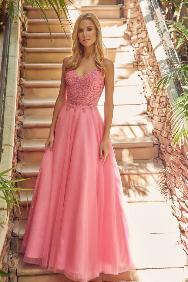 Embroidered Sparkle Tulle Gown by Juliet 268
