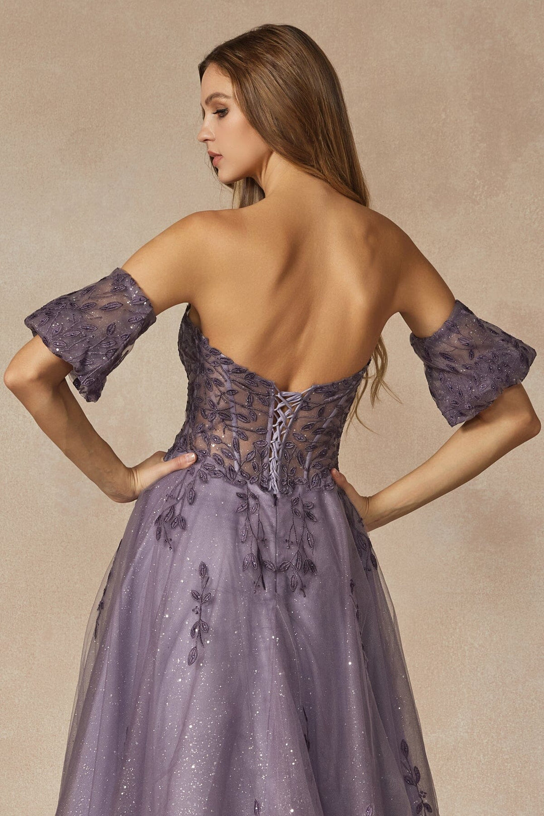 Embroidered Strapless A-line Gown by Juliet 2409