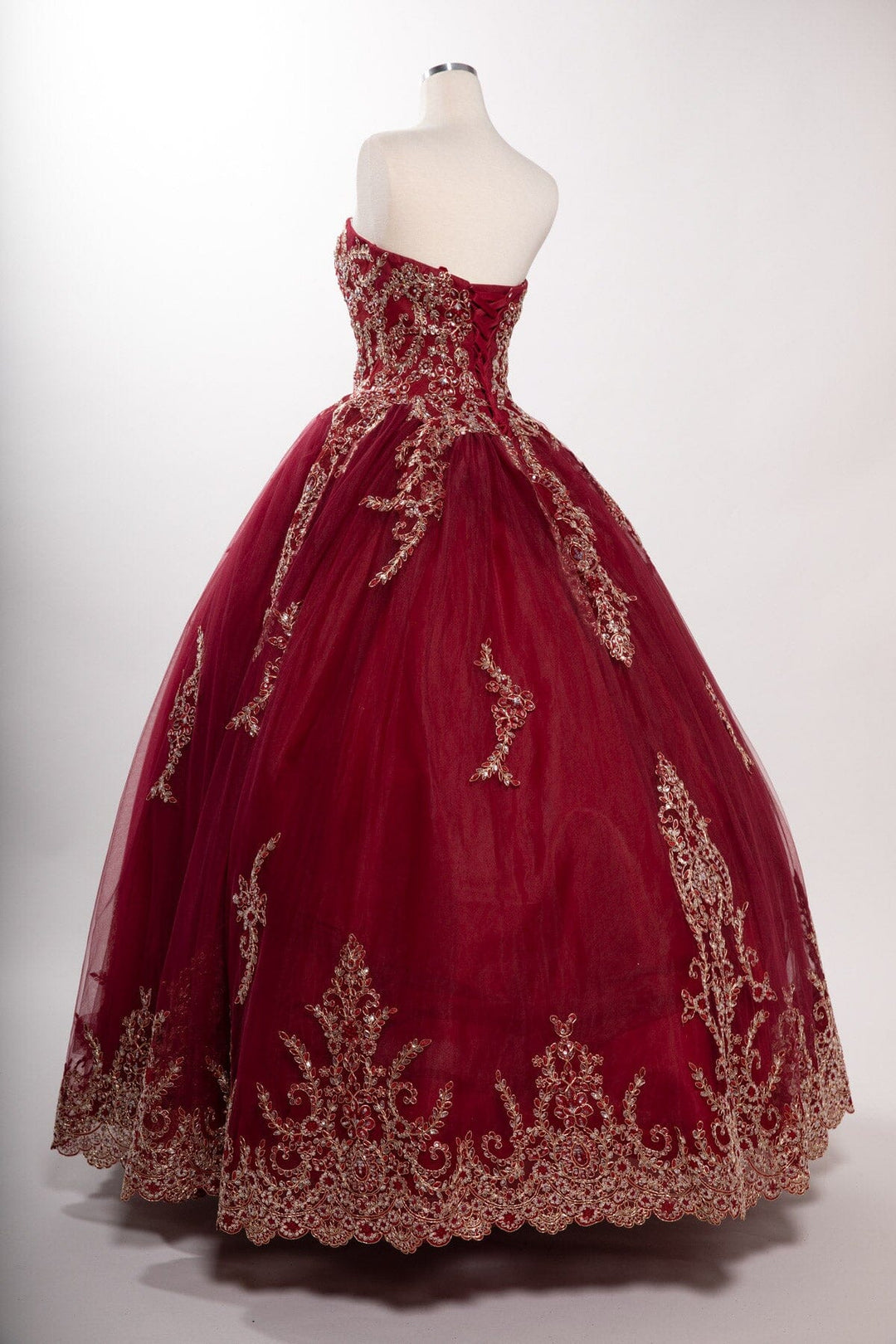 Embroidered Strapless Cape Ball Gown by Coya L2726