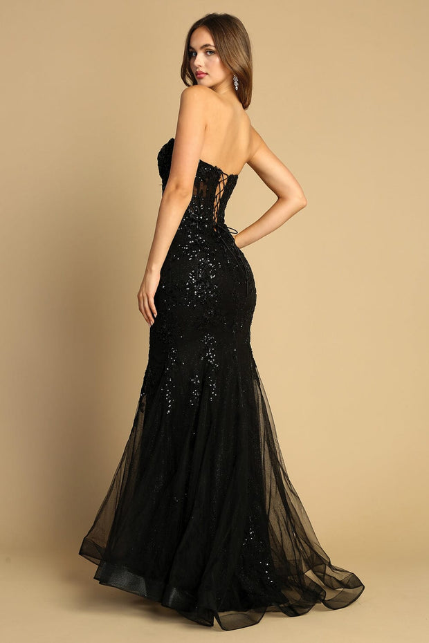 Embroidered Strapless Corset Mermaid Dress by Adora 3080