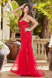 Embroidered Strapless Corset Mermaid Dress by Adora 3080