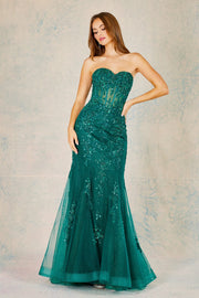Embroidered Strapless Corset Mermaid Dress by Adora 3080