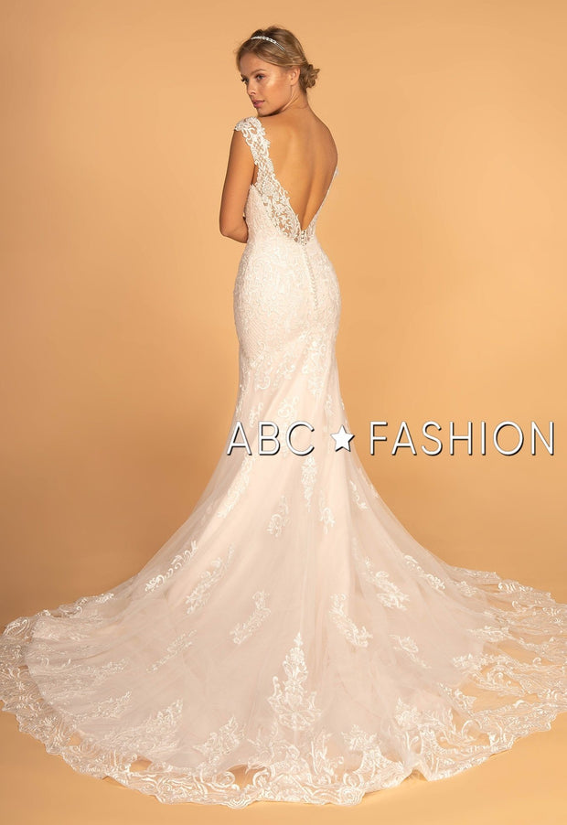 Embroidered V-Neck Mermaid Wedding Dress by Elizabeth K GL2595-Wedding Dresses-ABC Fashion