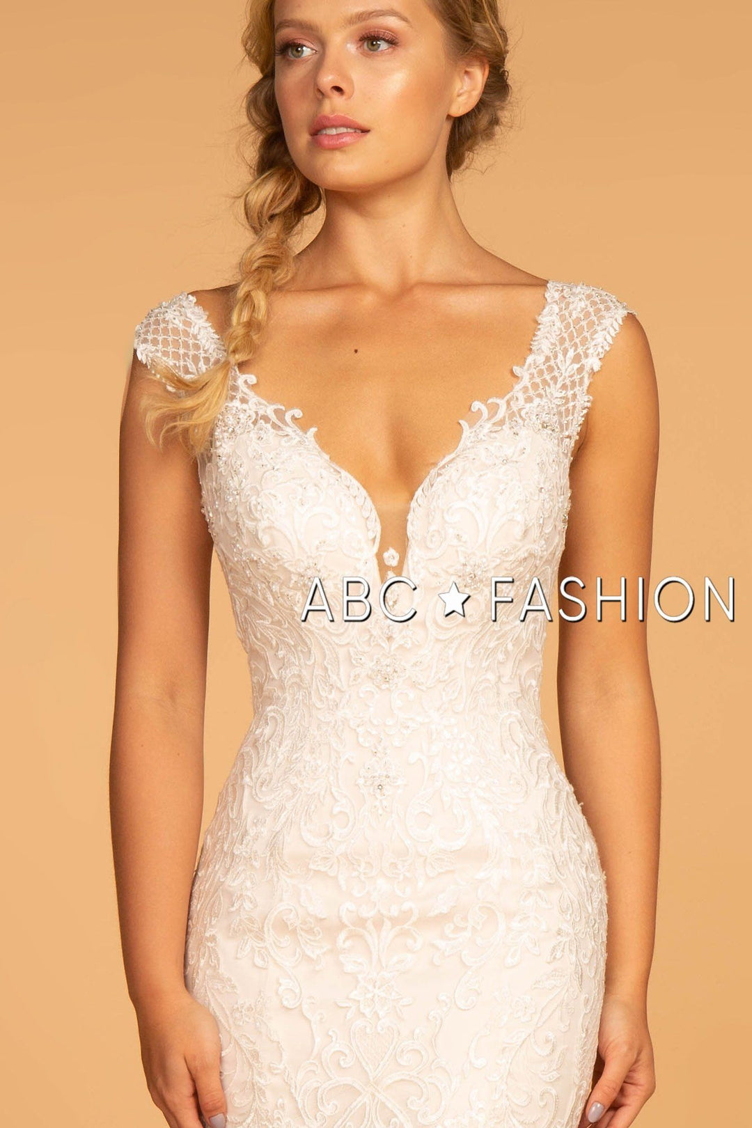 Embroidered V-Neck Mermaid Wedding Dress by Elizabeth K GL2595-Wedding Dresses-ABC Fashion