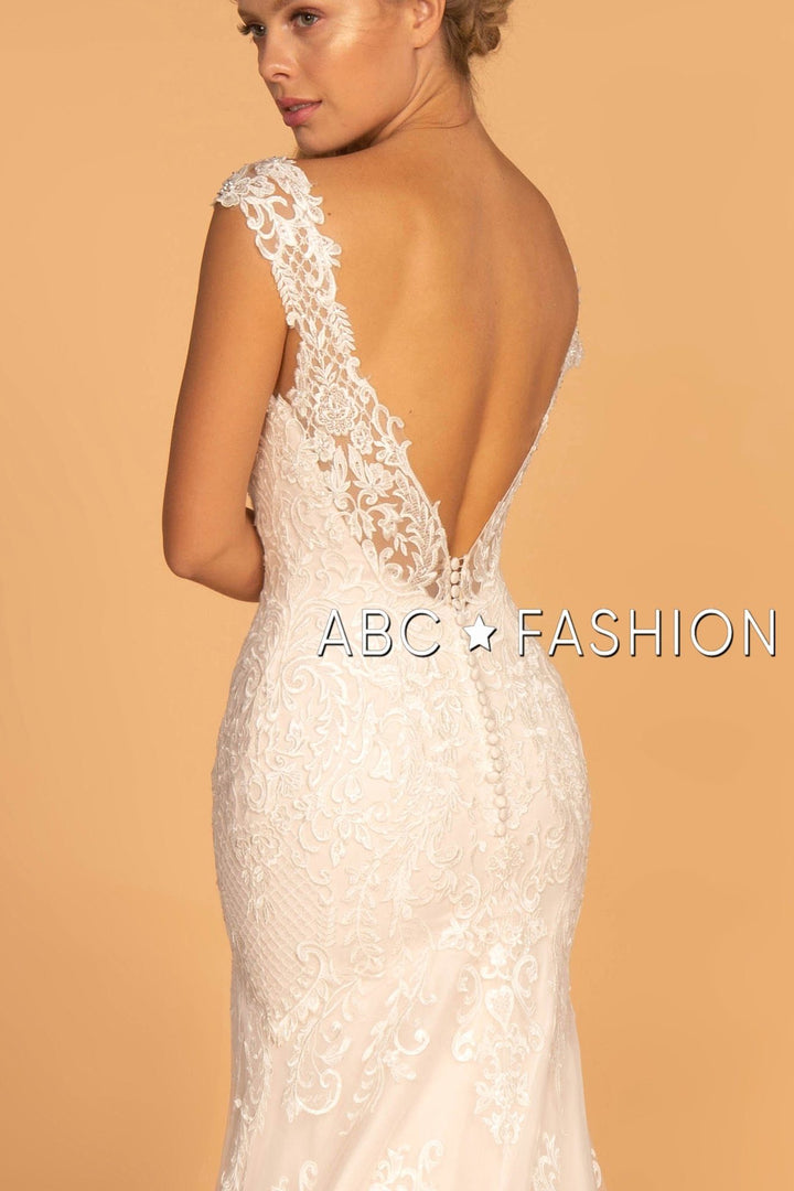 Embroidered V-Neck Mermaid Wedding Dress by Elizabeth K GL2595-Wedding Dresses-ABC Fashion