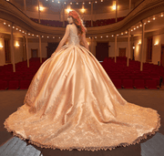 Embroidered V-Neck Quinceanera Dress by Ragazza DV97-597
