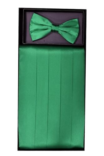 Emerald Green Silk Satin Cummerbund and Bow Tie Set-Men's Cummerbund-ABC Fashion