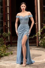Fitted 3D Floral Corset Gown by Cinderella Divine CD0186