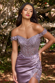 Fitted 3D Floral Corset Gown by Cinderella Divine CD0186