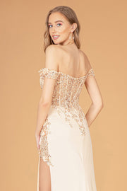 Fitted 3D Floral Corset Gown by Elizabeth K GL3082