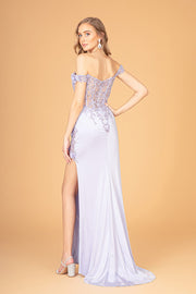 Fitted 3D Floral Corset Gown by Elizabeth K GL3082