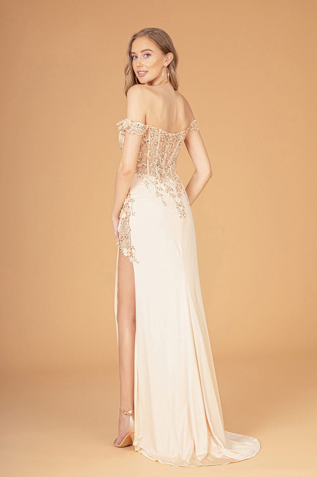 Fitted 3D Floral Corset Gown by Elizabeth K GL3082