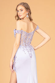 Fitted 3D Floral Corset Gown by Elizabeth K GL3082