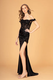 Fitted 3D Floral Corset Gown by Elizabeth K GL3082
