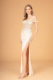 Fitted 3D Floral Corset Gown by Elizabeth K GL3082