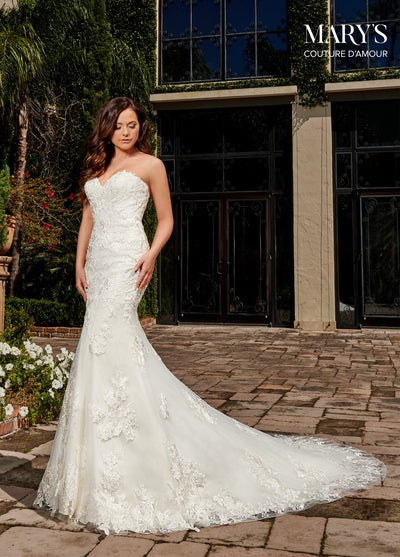 Fitted Applique Bridal Gown by Mary's Bridal MB4106