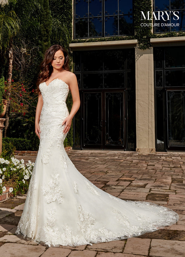 Fitted Applique Bridal Gown by Mary's Bridal MB4106