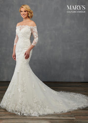 Fitted Applique Bridal Gown by Mary's Bridal MB4106