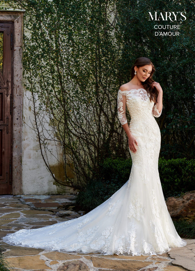 Fitted Applique Bridal Gown by Mary's Bridal MB4106