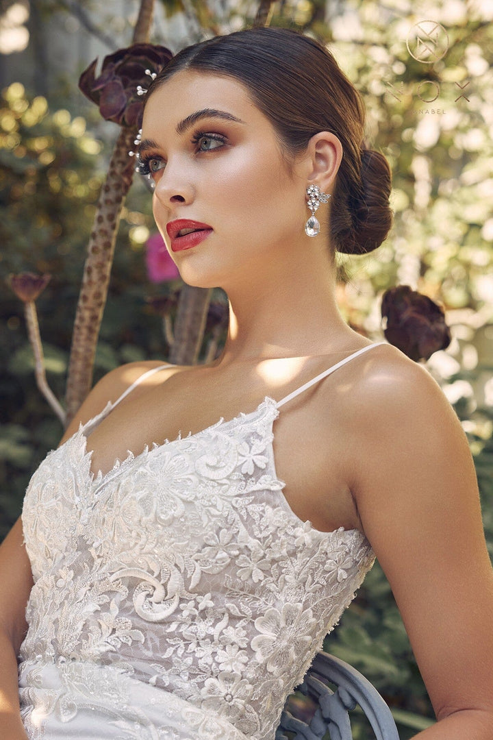 Fitted Applique Sleeveless Bridal Gown by Nox Anabel JW939