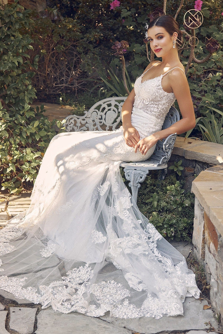 Fitted Applique Sleeveless Bridal Gown by Nox Anabel JW939
