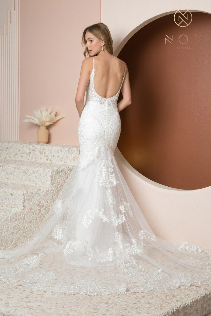 Fitted Applique Sleeveless Bridal Gown by Nox Anabel JW939