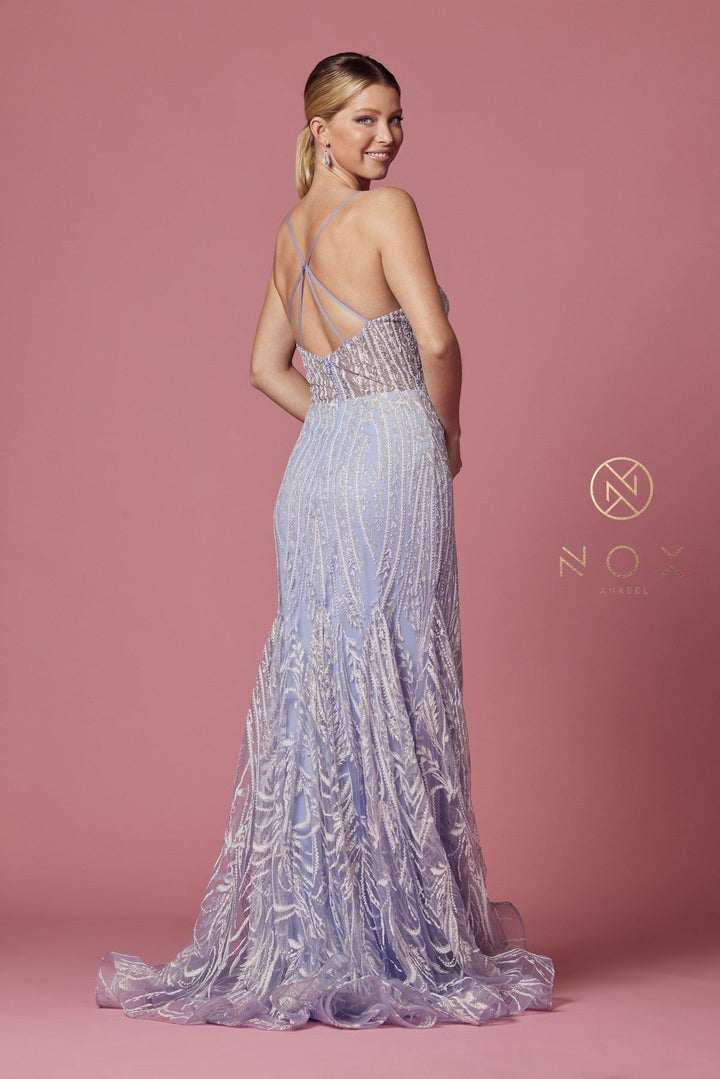 Fitted Applique Sleeveless Gown by Nox Anabel T1010