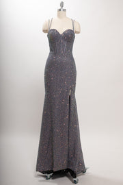 Fitted Bustier Glittered Gown by Coya L2773T