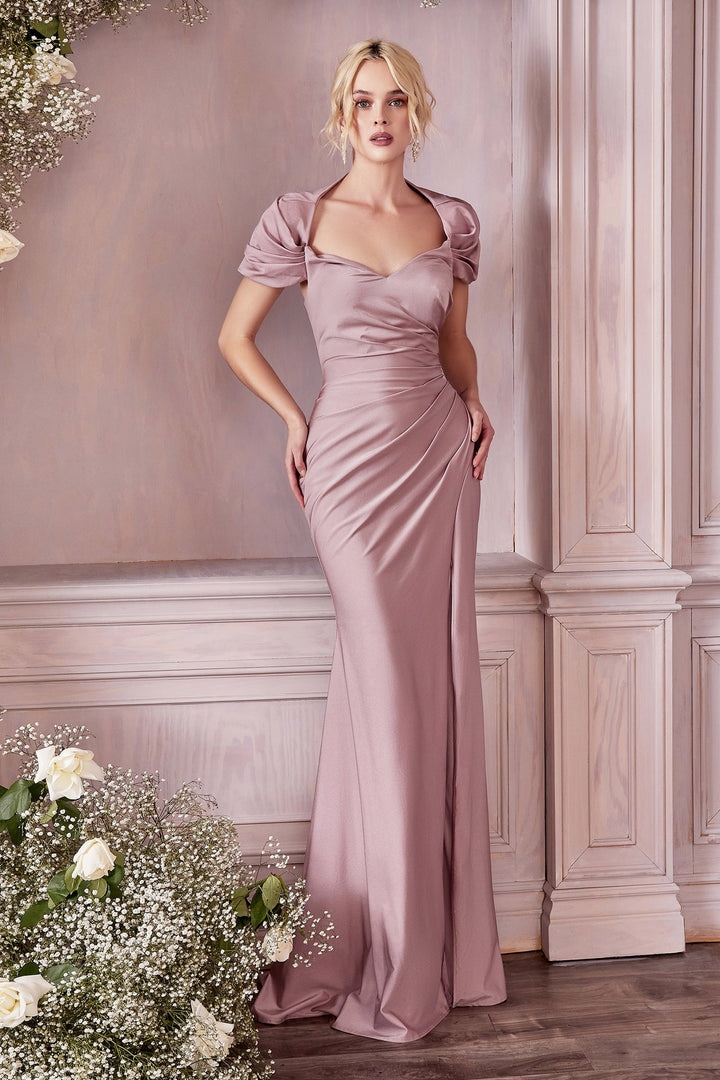 Fitted Cap Sleeve Shawl Gown by Cinderella Divine KV1061