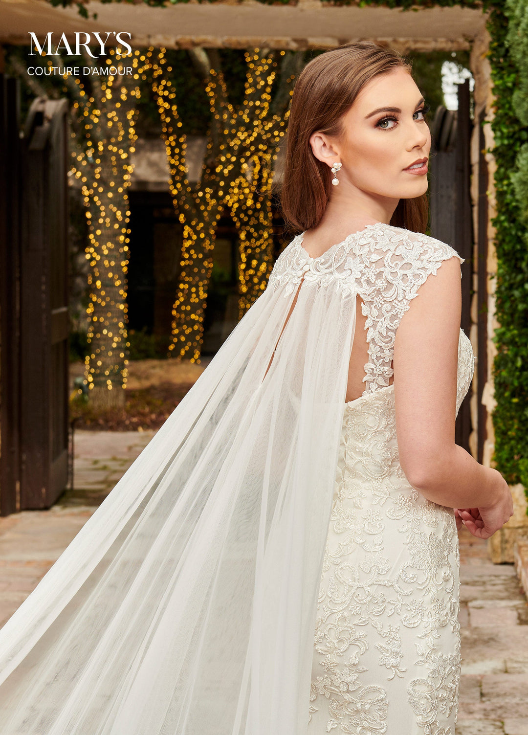 Fitted Cape Bridal Gown by Mary's Bridal MB4113