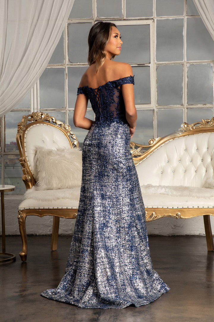 Fitted Corset Sequin Gown by Elizabeth K GL3024