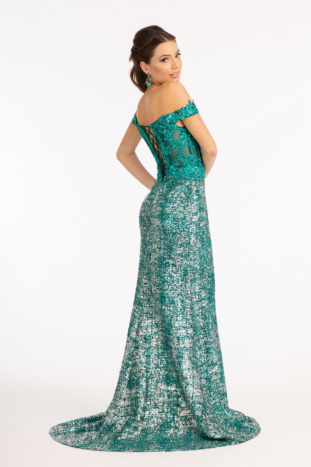 Fitted Corset Sequin Gown by Elizabeth KGL3024