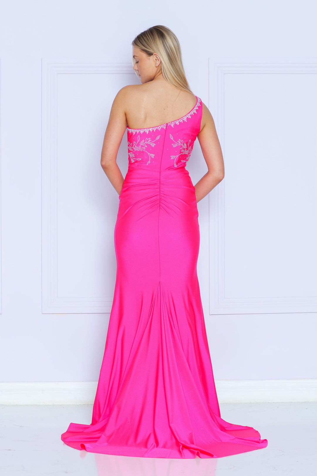Fitted Embroidered One Shoulder Gown by Poly USA 9136