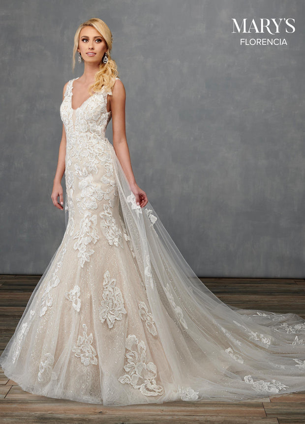 Fitted Floral Applique Bridal Gown by Mary's Bridal MB3113