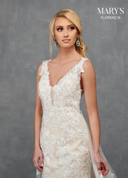 Fitted Floral Applique Bridal Gown by Mary's Bridal MB3113