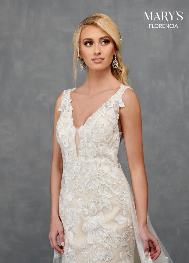 Fitted Floral Applique Bridal Gown by Mary's Bridal MB3113